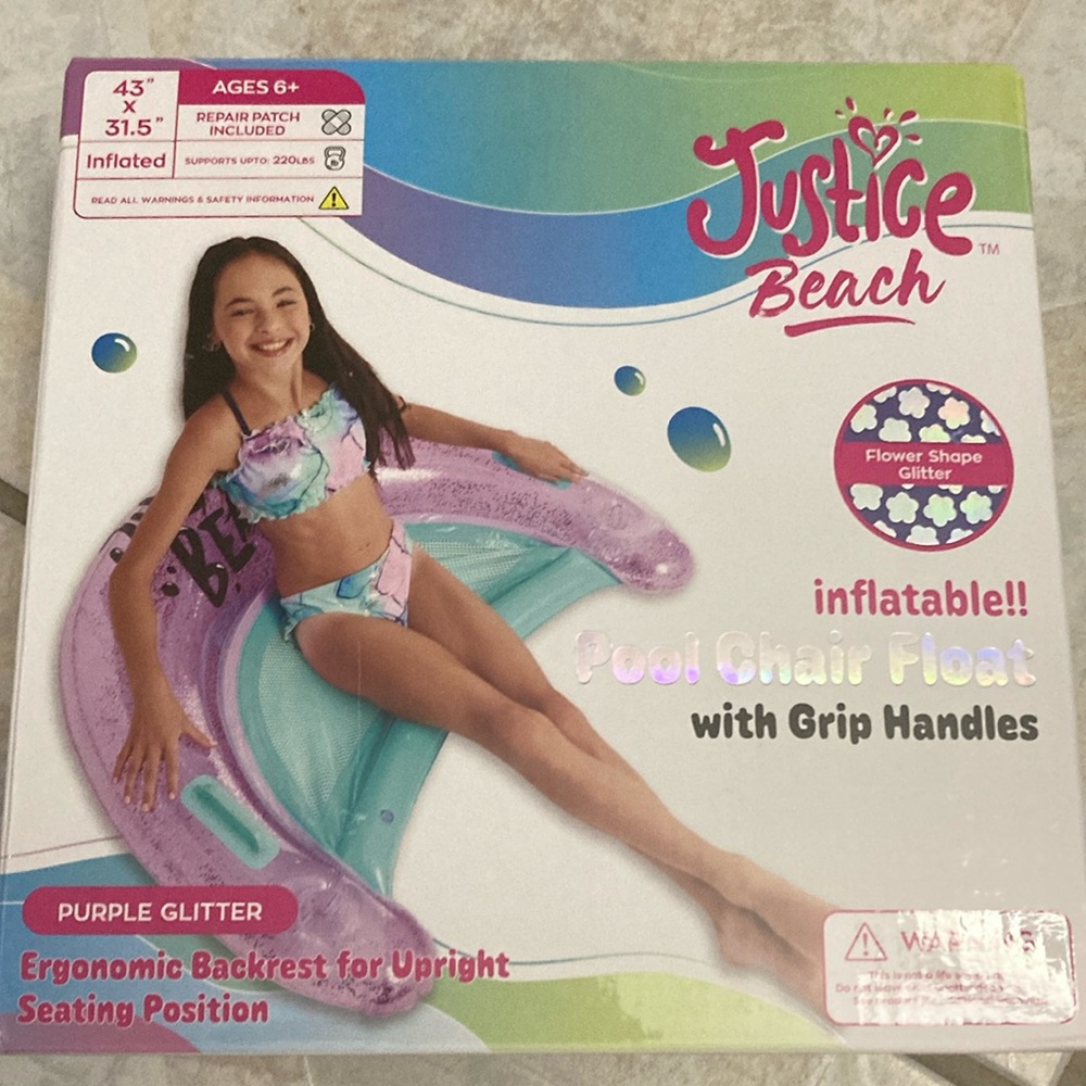 NWT Justice inflatable Pool Chair Float